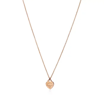 Mini Heart Tag Pendant in Rose Gold
