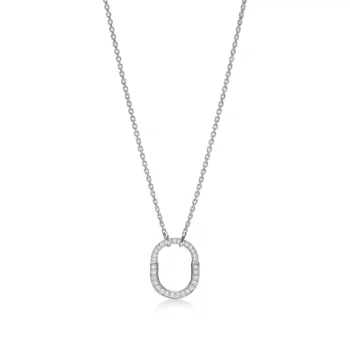 Tiffany Lock Small Lock Pendant in White Gold with Pavé Diamonds 18k