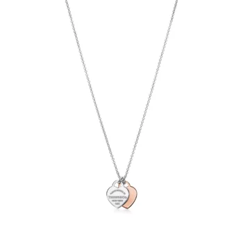 Tiffany® Double Heart Tag Pendant in Silver and 18k Rose Gold, Mini
